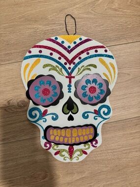 Glitter Sugar Skull Wall Décor - Multicolor